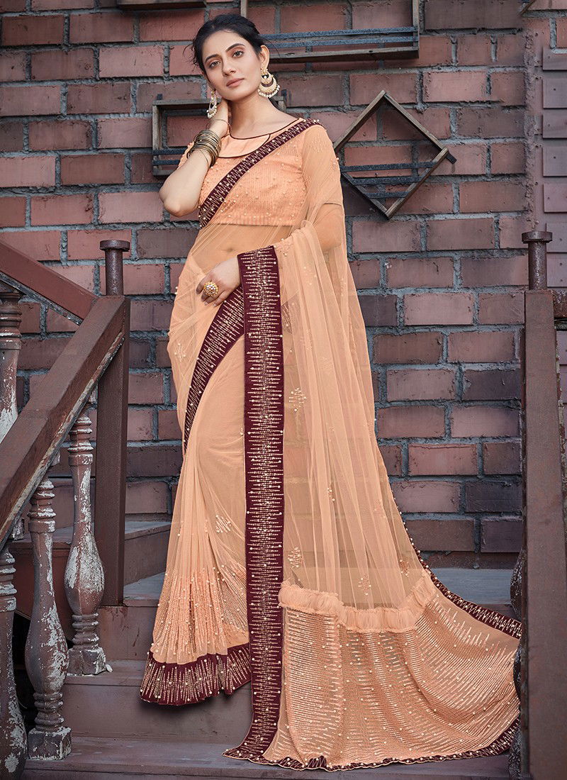 Peach Colour NORITA ROYAL ADVEKA Latest Wedding Wear Net Embroidered Saree Collection 41111